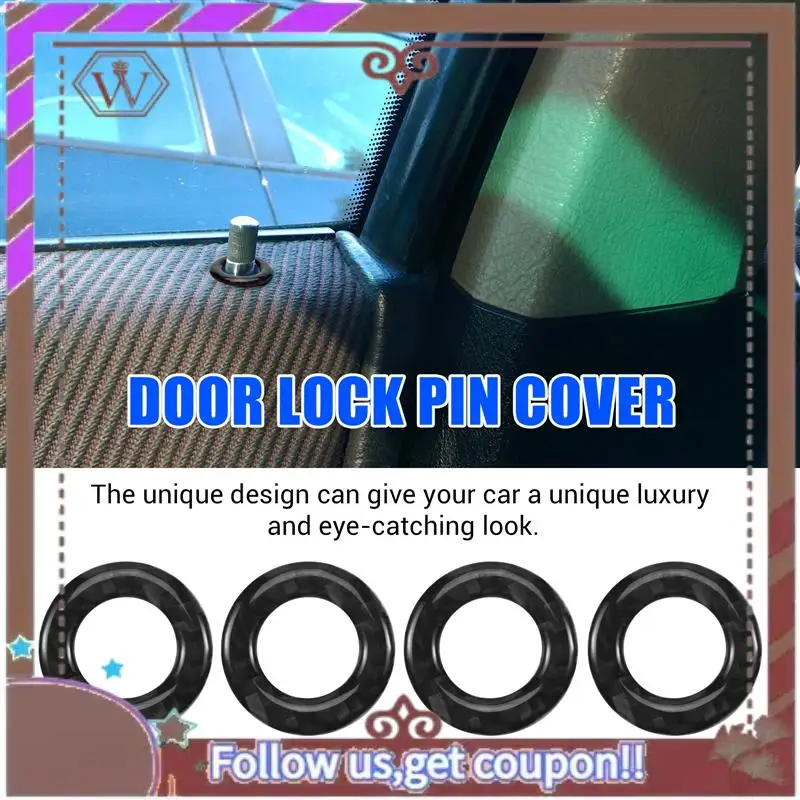 A57E-Car Door Pin Trim, 4Pcs Carbon Fiber Door Lock Pin Cover Trim Fits For Mercedes Benz C-Class W205 GLC C180 C200L C260L