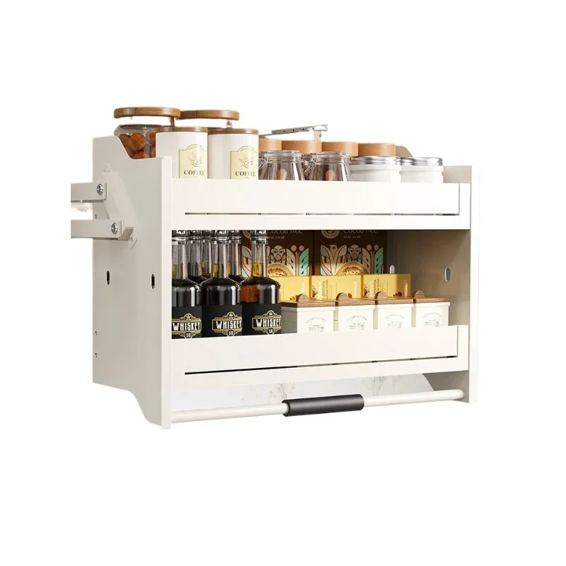 Simple Lift-up Pull-out Basket for Kitchen Wall Cabinets Modern Retractable Storage Spice Rack Kitchen Cabinets Home Furniture X
