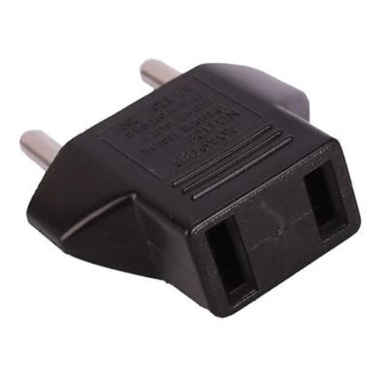 Black plastic US to European power converter