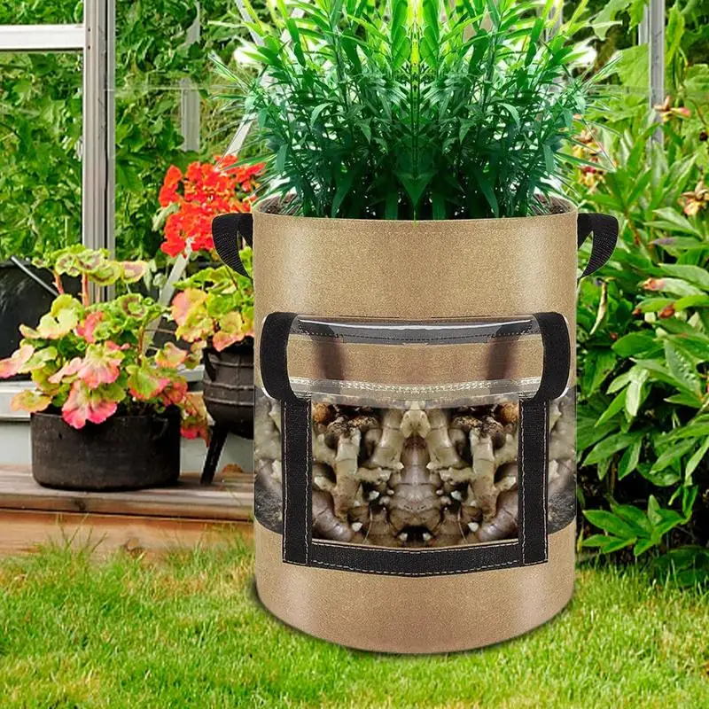 Fabric Grow Bags Nonwoven Thickened Growing Pots Multi-Purpose Containers With Handles Visible Space Garden Supplies For