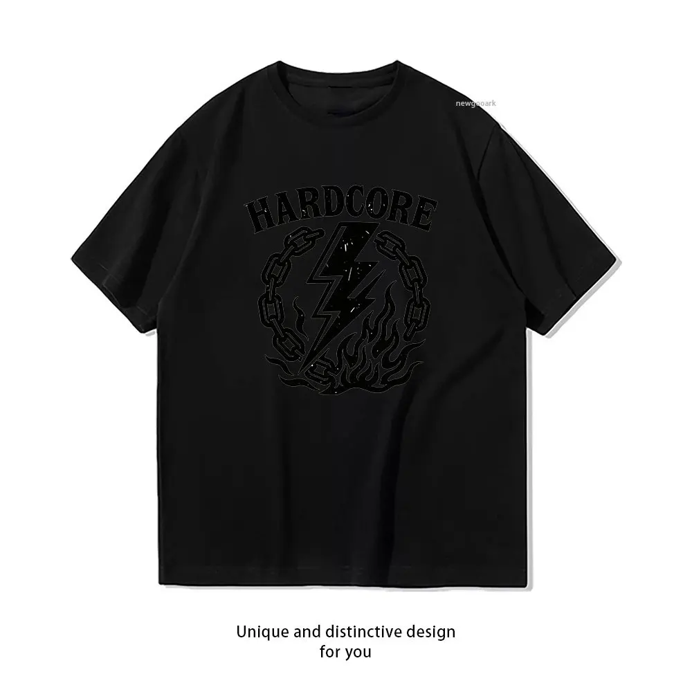 Hardcore Lightning T-Shirt Casual cotton graphic t shirts Creative streetwear Classic O-neck shirt