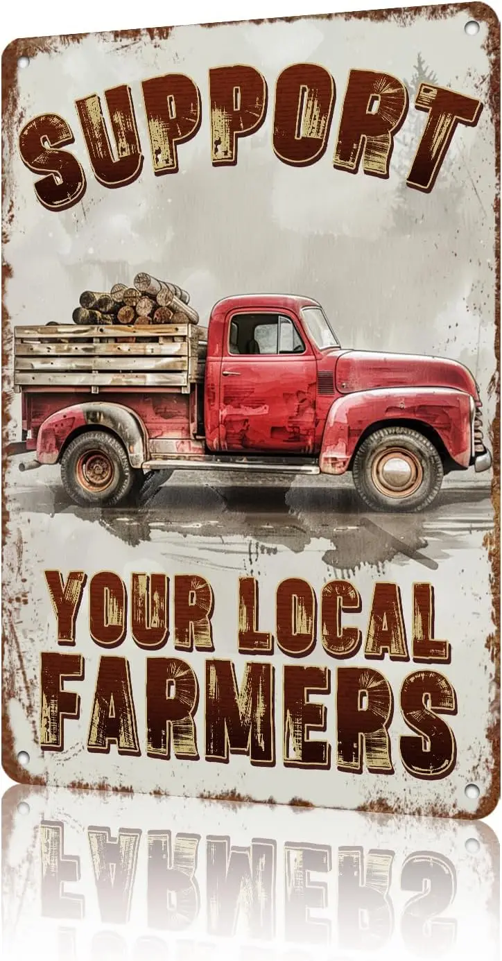 Vintage Metal Sign Funny Truck Metal Tin Signs Wall Art Support Your Local Farmers For Home Cafe Farm Farmer Market Wall Decorat