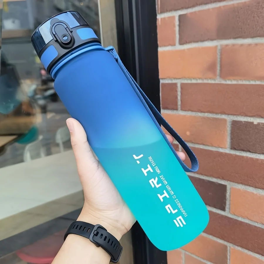 1L Large Capacity Sports Water Bottle with Time Marker Leakproof Straw Water Cups for Outdoor Travel Fitness Drinkware Unisex