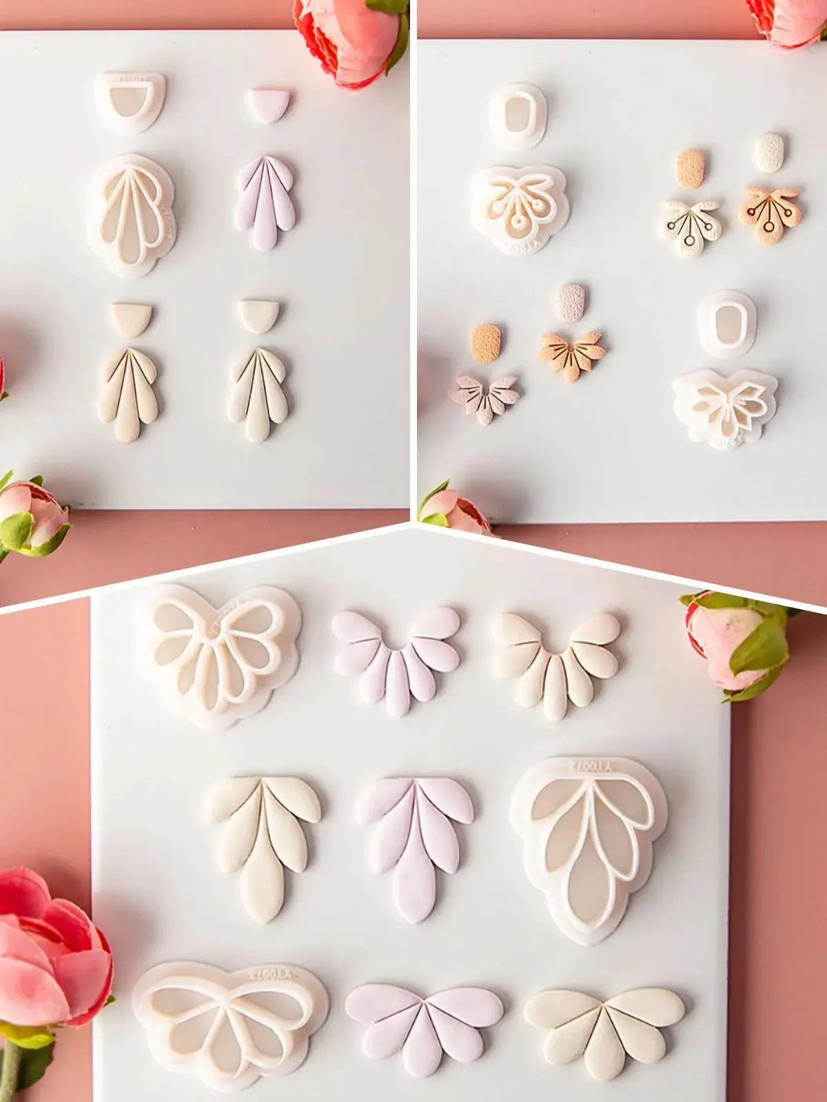 Moules de découpe en argile polymère, nouvelle fleur, haute précision, motif creux, pendentif de boucle d'oreille en relief, outils de coupe de potier doux