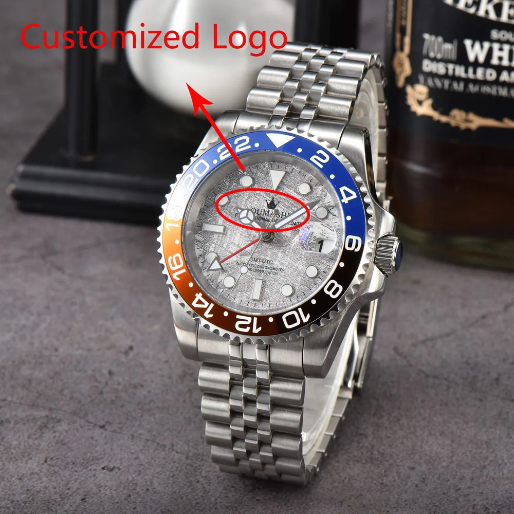 ساعات يد فاخرة للأعمال مقاس 40 ملم للرجال ساعة GMT NH34 مع إطار بيسي وحركة أوتوماتيكية يابانية أصلية NH34