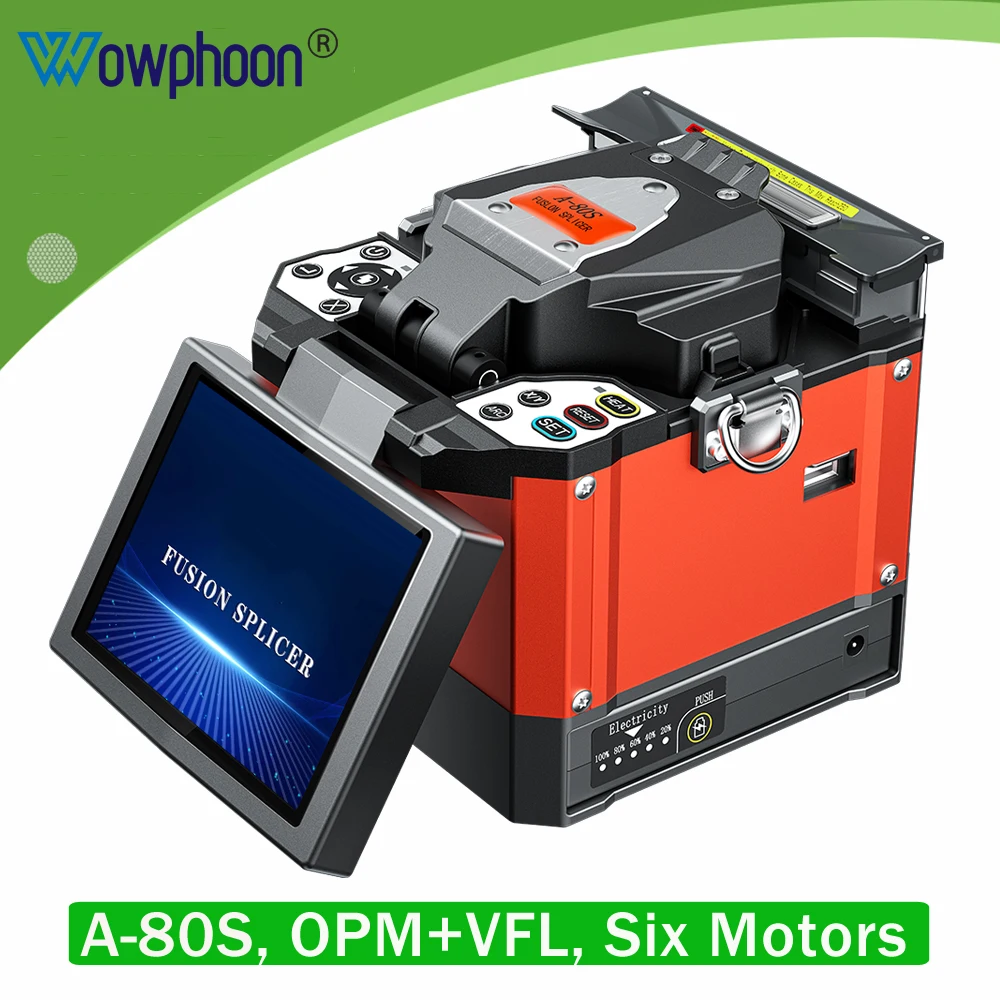 

6 Motor Fiber Core Alignment A-80S Optical Fiber Fusion Splicer Built in OPM VFL 15KM Automatic Fiber Optic Welding Machine