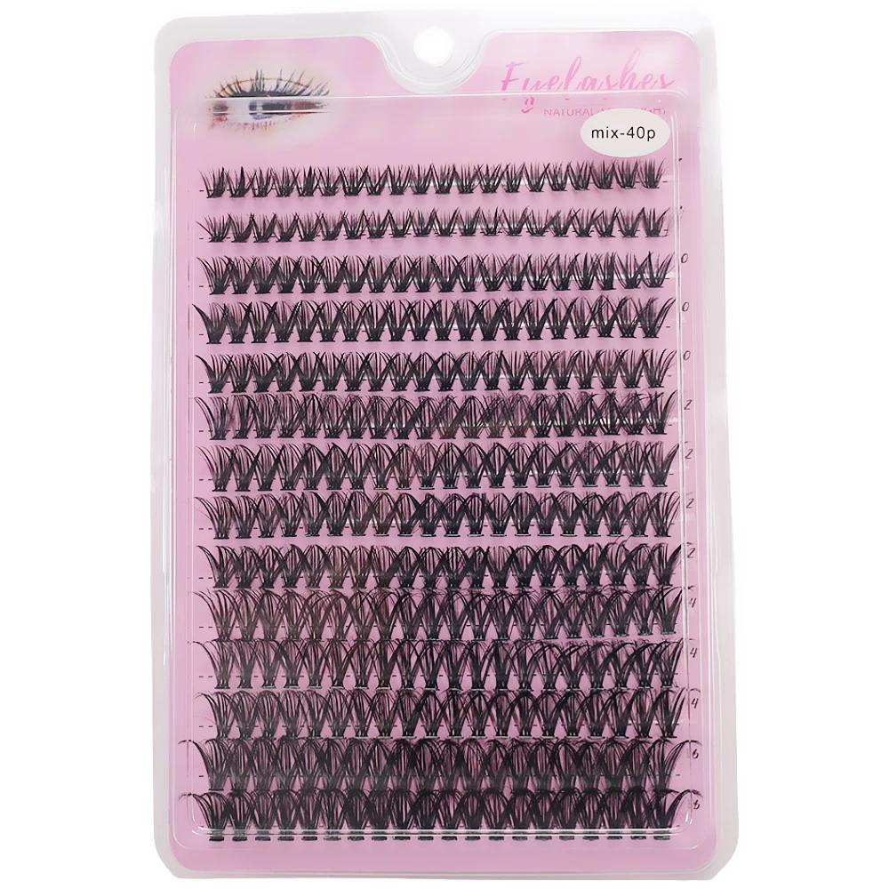14 pièces 40D 8-16mm mélange d-roll cils grappes, extension de cils simples, faux cils doux et naturels, extension de cils bricolage