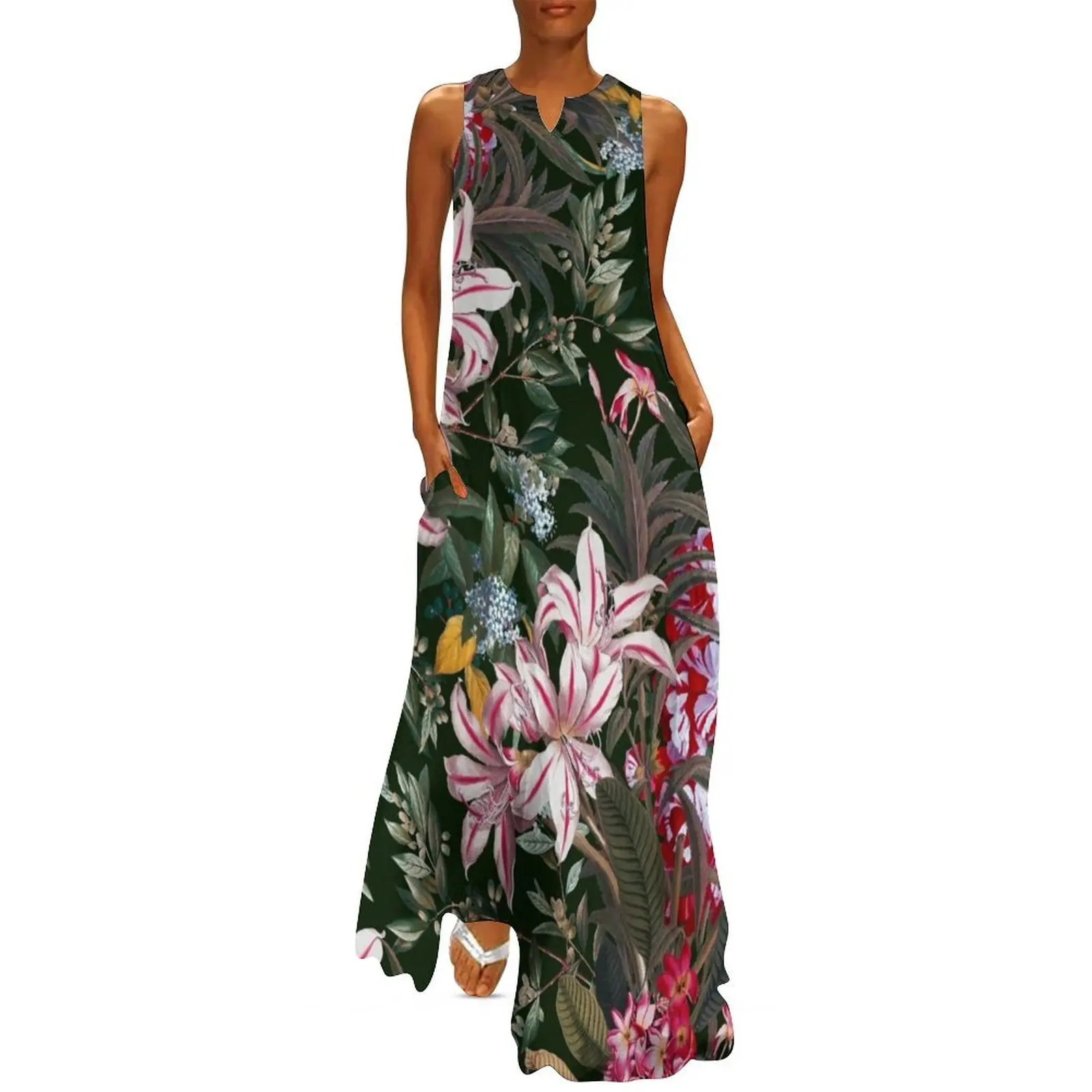 

Midnight Garden XXIII Long Dress women"s elegant loose dresses Beachwear