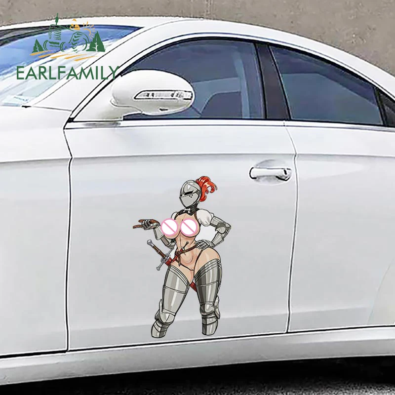 EARLFAMILY 43cm For Sexy Medieval Knight Thicc NSFW Car Stickers Anime Occlusion Scratch Decals Car Label Graffiti Decor