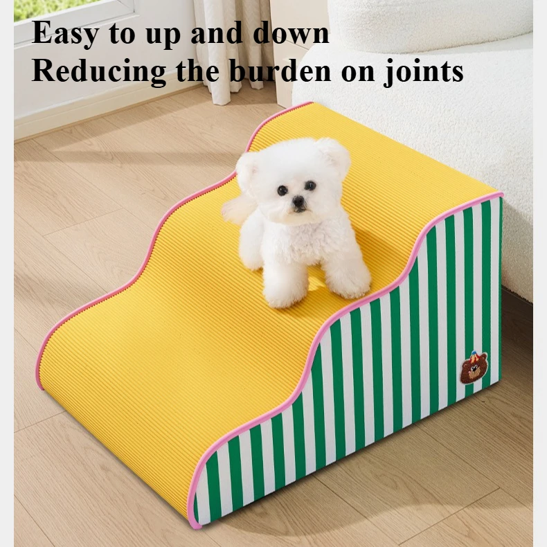 Cute Dog Stairs for Small Dogs & Cats 2/3-Step Foam Dog Steps Ramp for Couch Sofa Chair Pet Stair Non-Slip Bottom Washable Cover - view 3