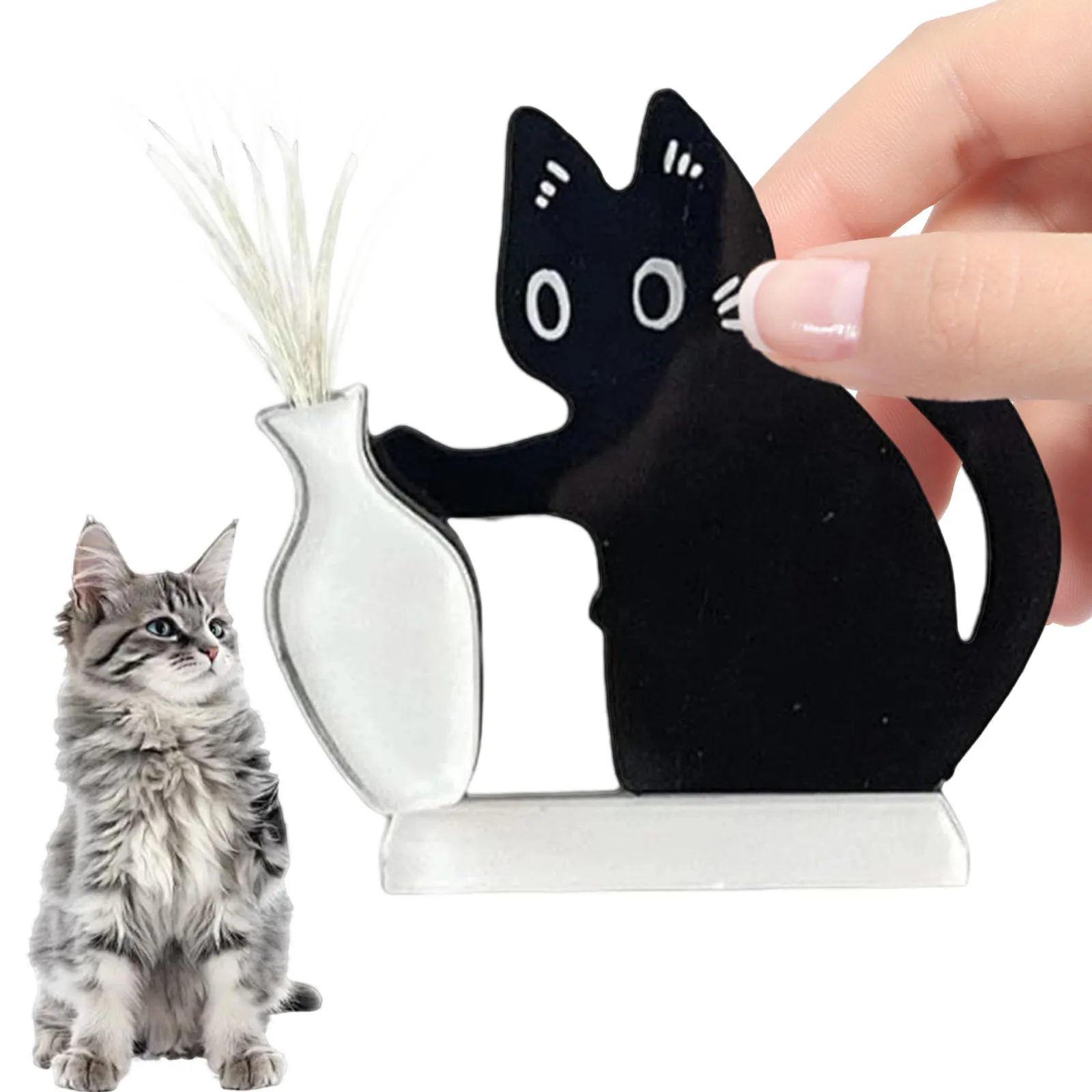 Cat Pushing Vase Refrigerator Magnets Home Decor Fridge Magnet Cat Whisker Collection Memorial Box Home Office Decor For Gift ﻿
