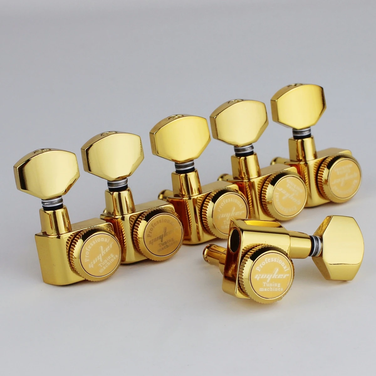 GUYKER 6R Machine Heads no screws Locking Tuning Key Pegs Tuners Gold