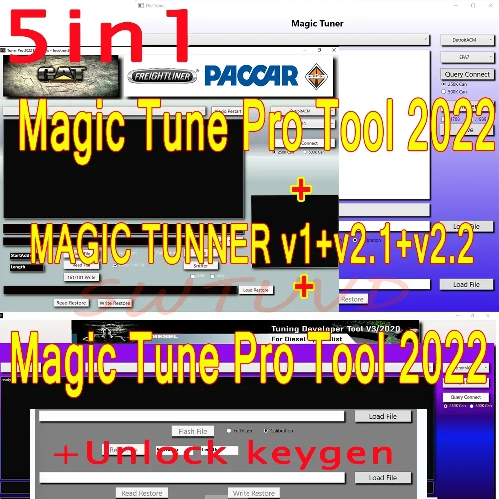 5 IN 1 Magic Tune Pro Tool 2022+MAGIC TUNNER V1+v2.1+v2.2+Tuning Developer Tool V3-2020+Keymaker DPF/SCR/EGRRemoval Tuning Truck