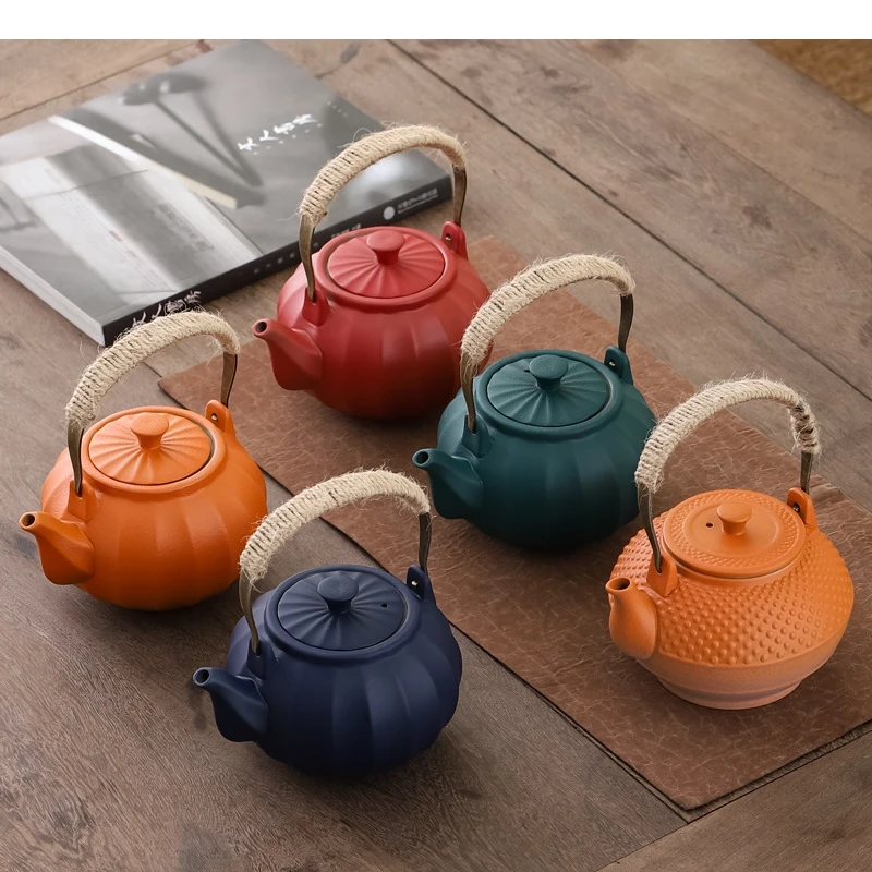 

Японский чайник, уличный портативный угольный чайник, бытовой керамический чайный сервиз с тыквой, аксессуары