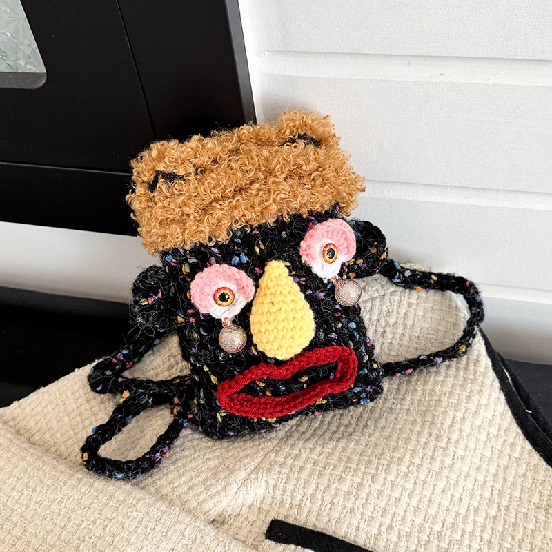 

Милый Джокер, забавная сумка через плечо для телефона, маленькая сумочка для девочек, кошелек для монет, пакет конфет, модная шерстяная вязаная сумка ручной работы