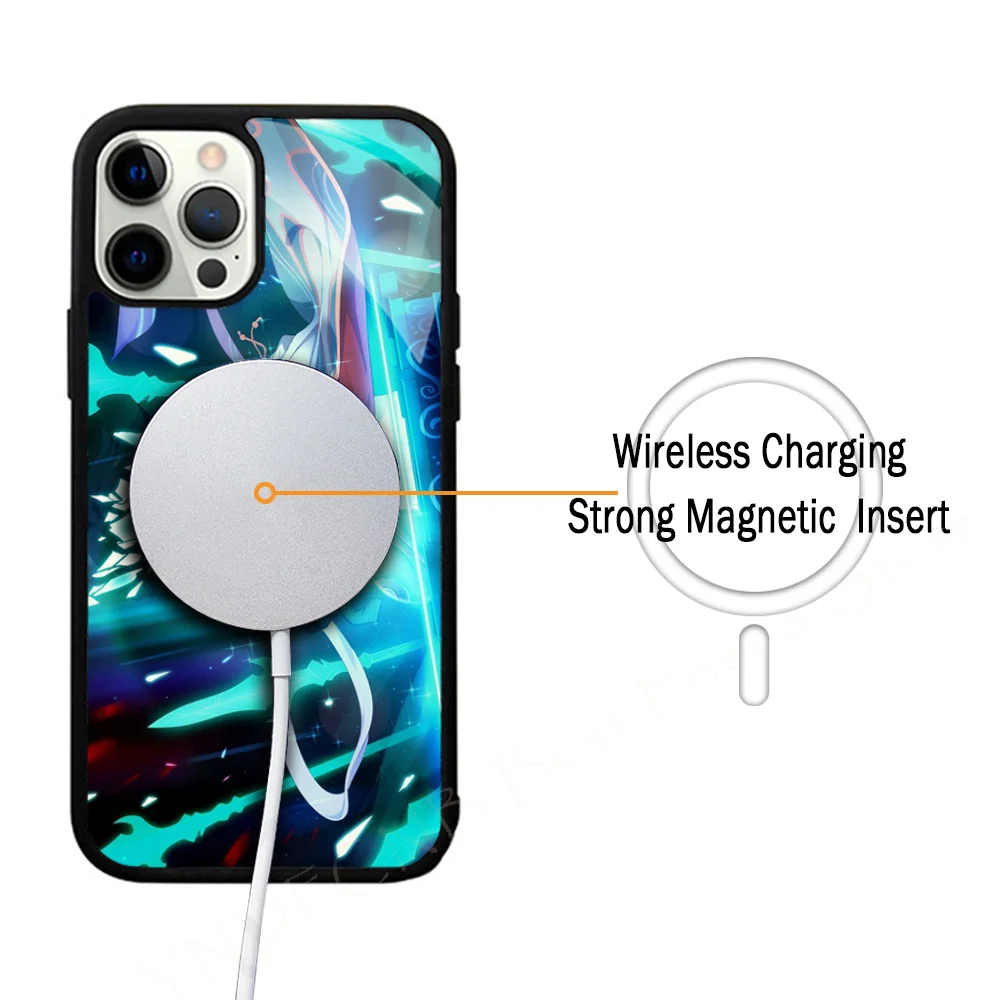 Xiao Genshin Impact Phone Case Strong Magnetic For IPhone 15 14 13 Pro Max Alex Mirror For Magsafe Wireless Charging Cover image 4