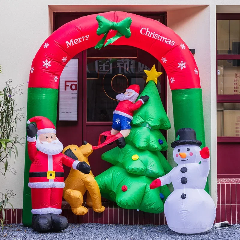 Christmas inflatable air mold luminous arch balloon Christmas tree Santa Claus outdoor scene arrangement ornament