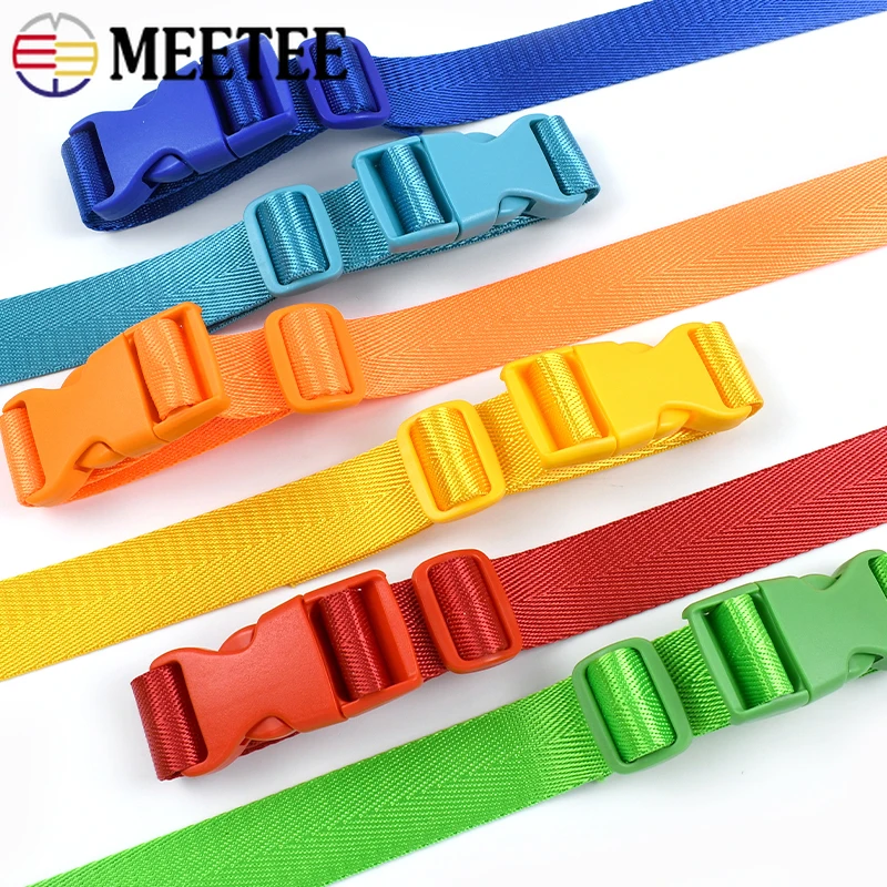 

2-5Sets 20/25mm Nylon Webbing Band Plastic Release Buckle for Bags Strap Pet Collar Belt Tri-glide Slider DIY Sewing Accessories