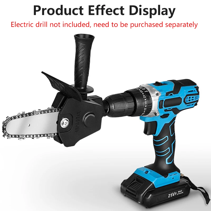 Electric Drill Converter Into Electric Chain Saw Portable Pruning Saw 4/6 Inch Chainsaw Bracket  for Tree Wood Cutting Tool