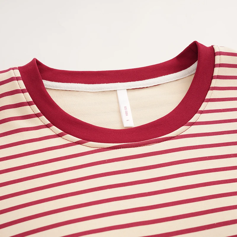 Pajamas women's new spring and autumn cotton pullover headband chest pad striped cartoon home clothes cute casual simple suit