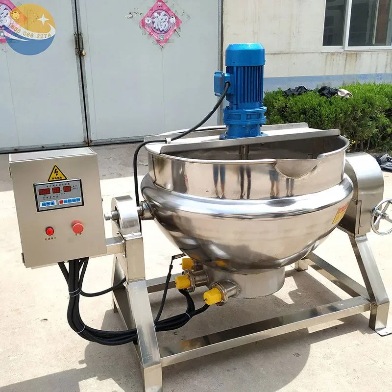 Commercial 300L Stainless Steel Electric Heating Tilting Steam Gas Large Marinade Pot with Stirring Interlayer Cooking Kettle