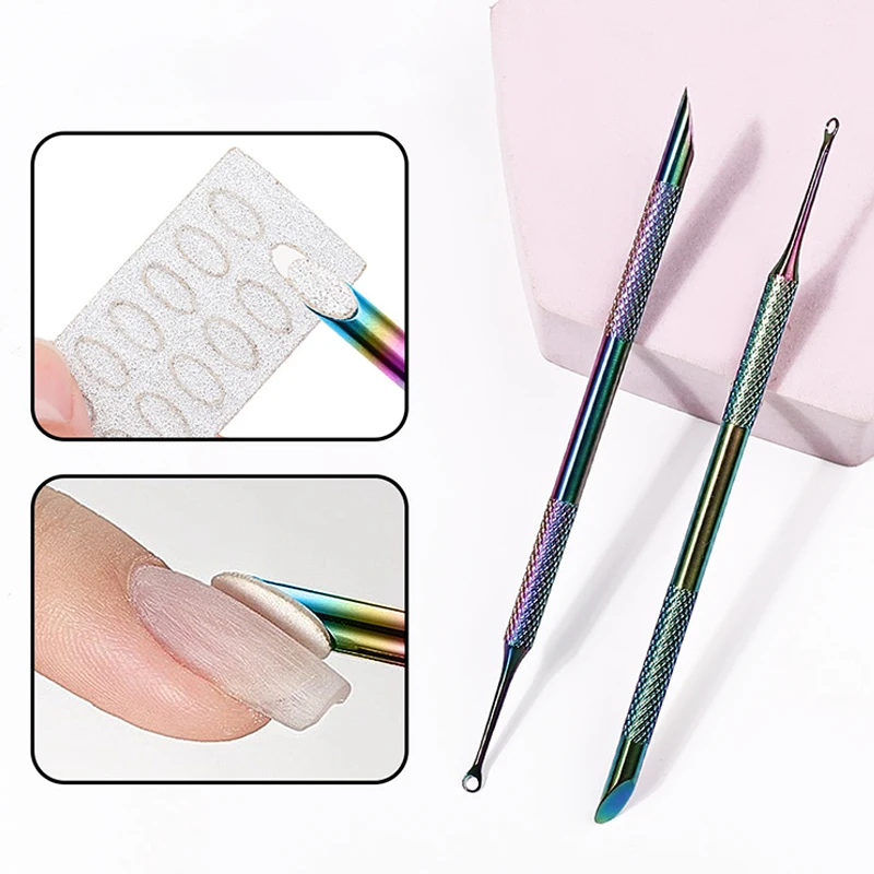 Premium Double-ended Stainless Steel Cuticle Pusher - Professional Nail Manicure Tool for Dead Skin Removal