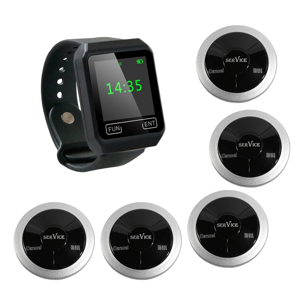 Wirelesslinkx Waterproof Wireless Calling Hotel Plant Factory Bar Restaurant Waiter Wrist Watch Pager