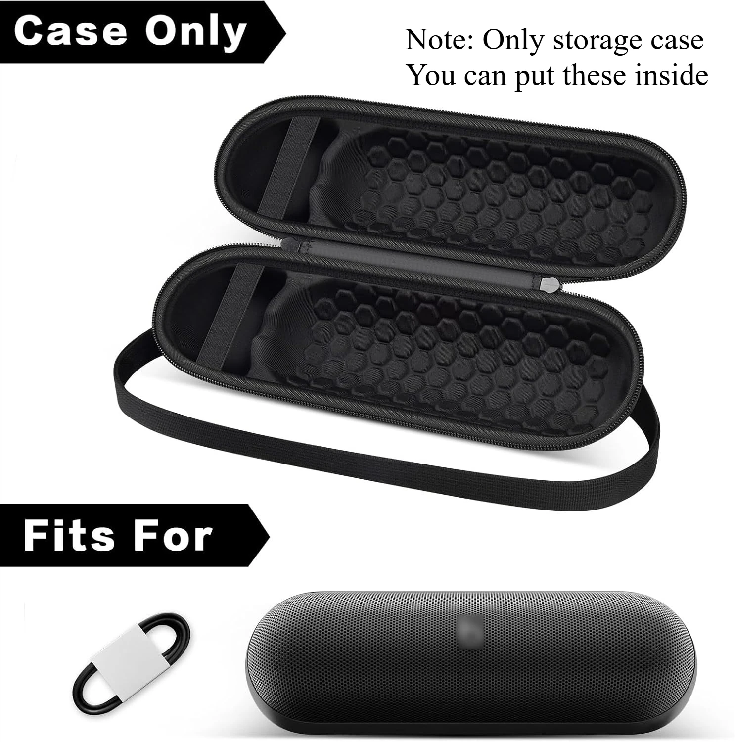 （CASE ONLY)Hard Carrying Case Compatible with Beats Pill Bluetooth Speaker and Portable Wireless Charger, 2024 New for Beats