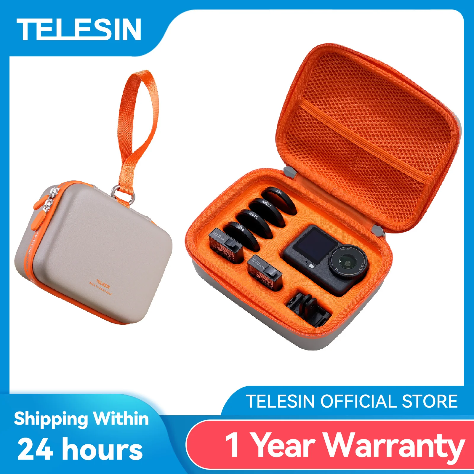 TELESIN DisAdv sac de rangement pour caméra d'action pour DJI Osmo Action 6 5pro 4 boîte sac de protection étanche boîte de rangement sac d'accessoires