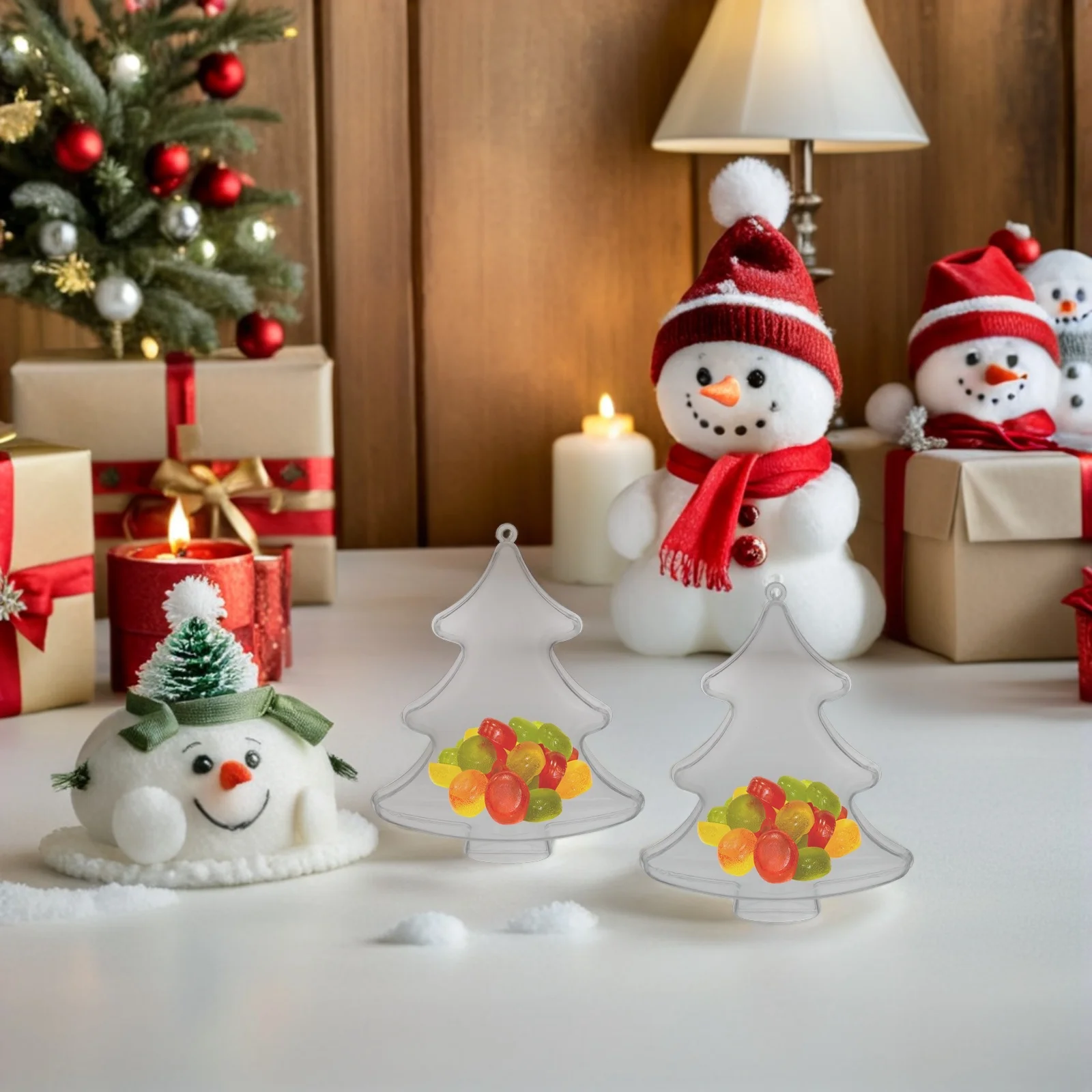 

10Pcs Clear Fillable Plastic Ornaments Transparent Christmas Balls Hanging Baubles for Holiday Wedding Party Decor