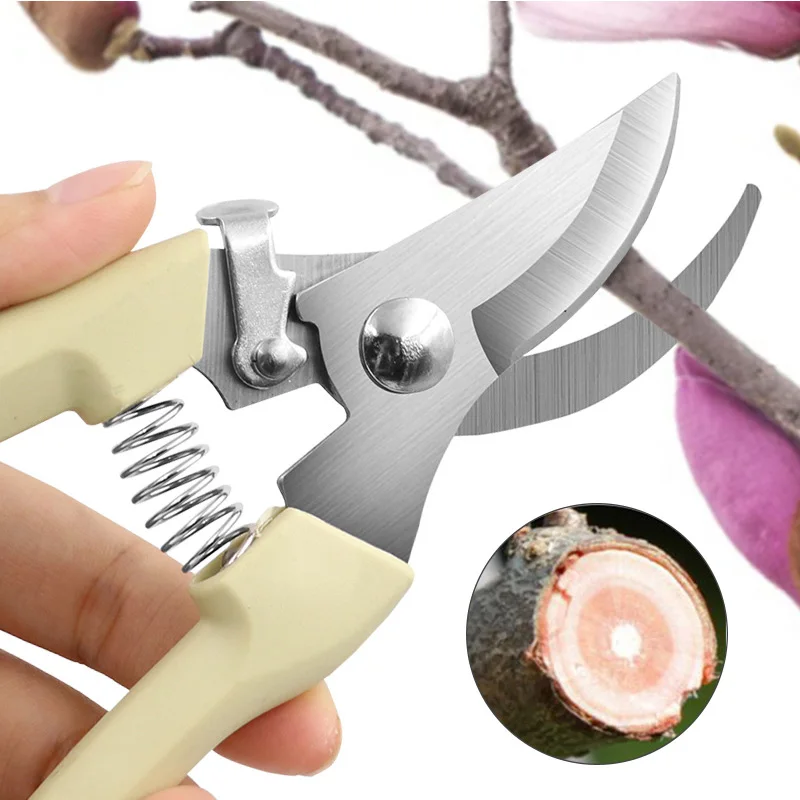 2Pcs Garden Scissors Pruner Fruit Tree Pruning Shears Hand Gardening Grafting Tool Powerful Trimmer Applied to Flowers Branches