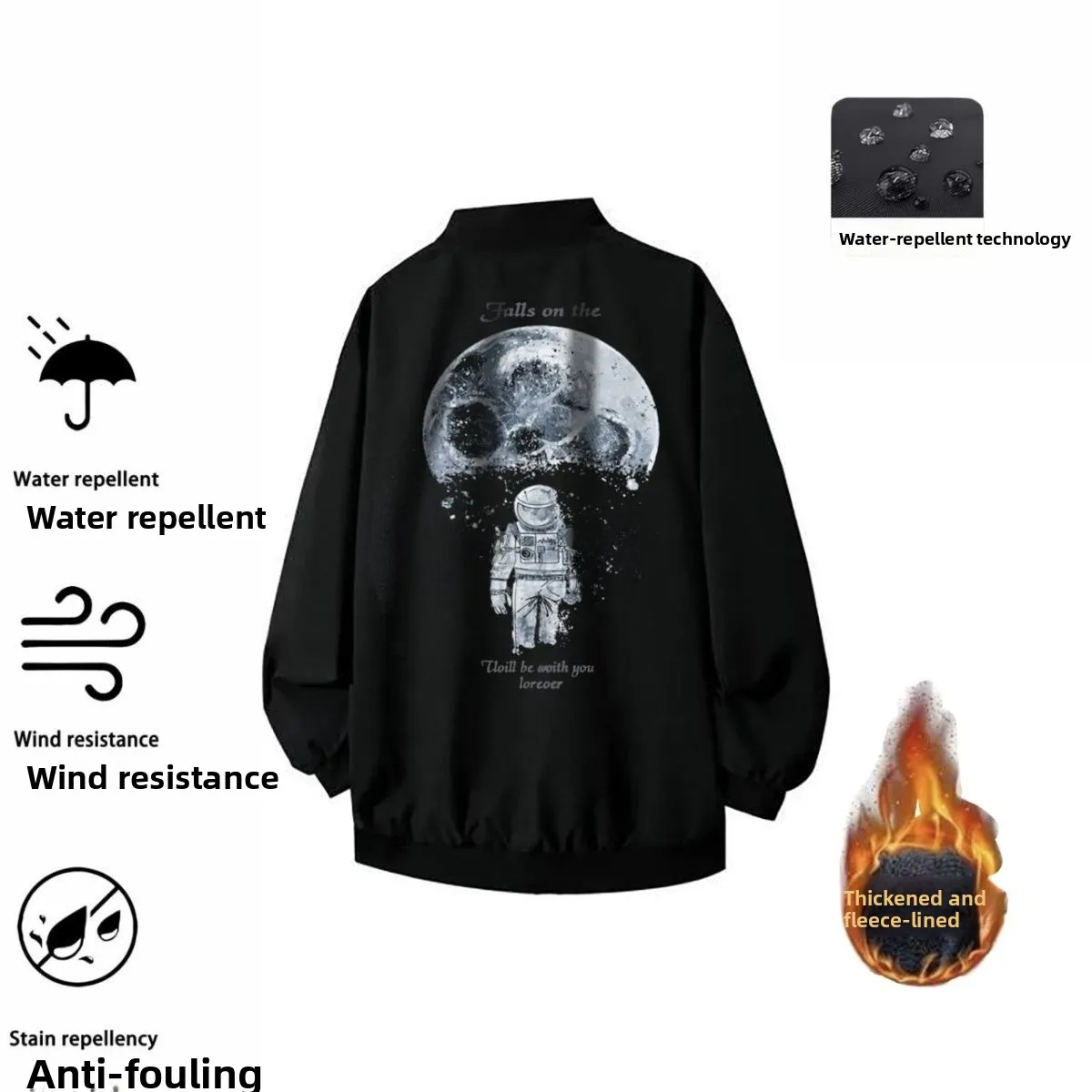 سترة طيران فضفاضة مطبوعة للرجال، موضة الربيع والخريف، رقيقة بياقة عالية وإغلاق بسحاب، ملابس خارجية بطول أكمام قياسي #4