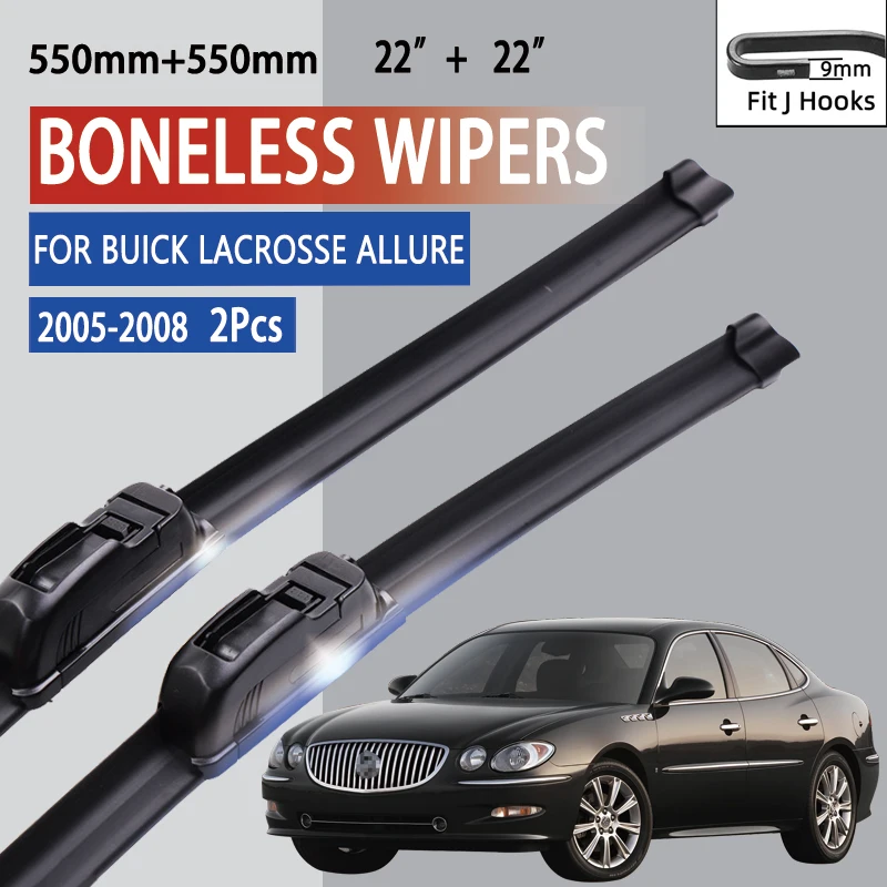 

For Buick LaCrosse Allure 2005-2008 Car Windshield Wiper U-type Soft Rubber Frameless Bracketless Car Wipers 22"+22"