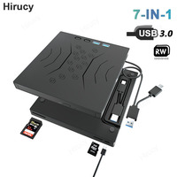 7-in-1 External DVD Optical Drive Portable CD DVD -/+RW Player with USB3.0 USB-C SD TF Card Slots DVD Burner  for  Laptop PC