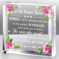 My Bonus Sister Gifts Sister Gift Heart Keepsake and Paperweight from Sister Brother Clear Acrylic Sister in Law Gift