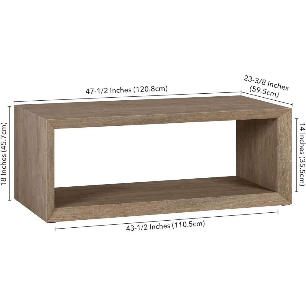 Osmond Coffee Table, 48" Wide,Grey 23.38"D x 48"W x 18"H