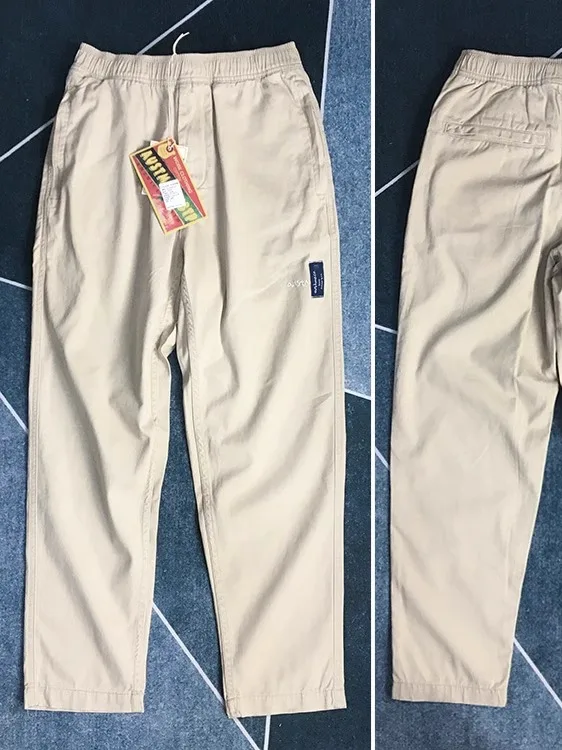 

Pure Cotton y Loose American Retro Casual Pants Men Spring Autumn Micro Cone Straight Workwear Trendy Khaki Color