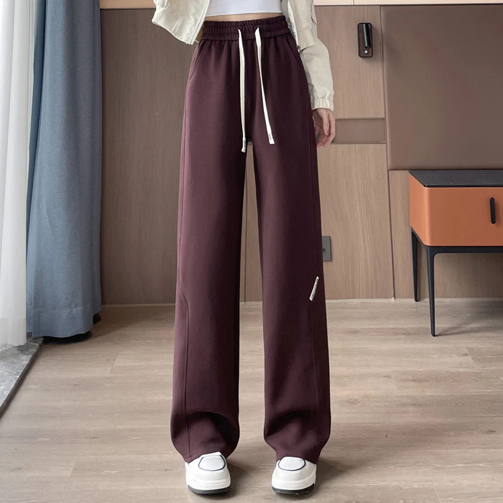 

European coffee colored wide leg pants for women's autumn new high-end fashion plus loose casual straight leg banana pants