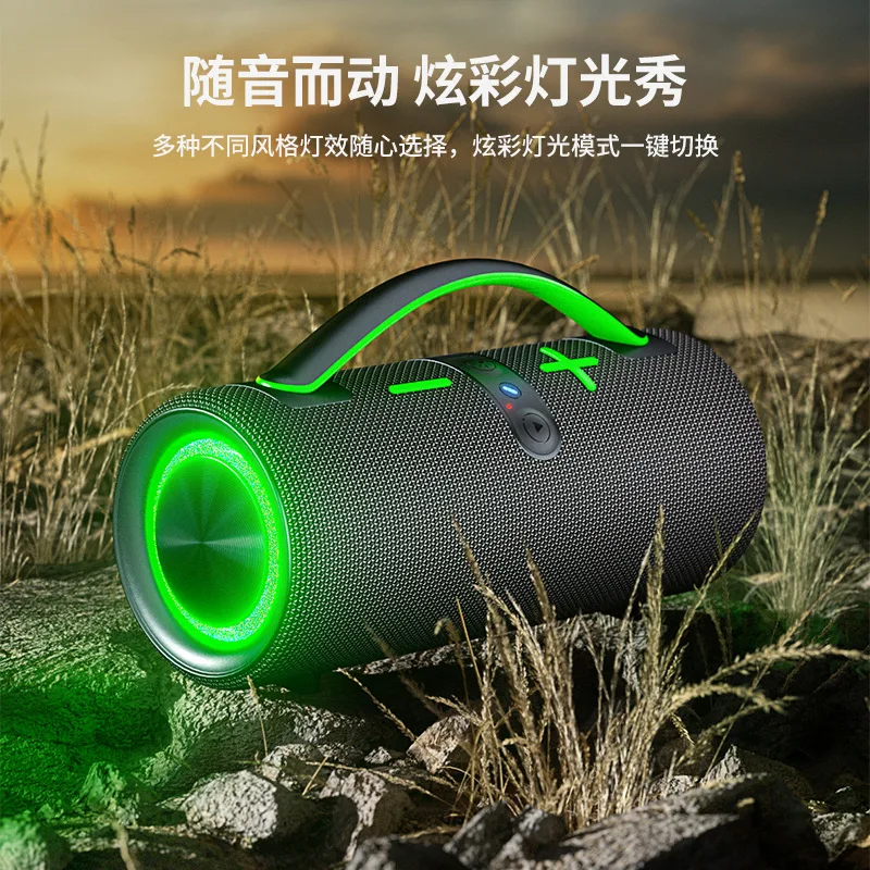 New Wireless Bluetooth Speaker Outdoor Fabric Waterproof Portable Overweight Subwoofer with RGB Light Game Stereo