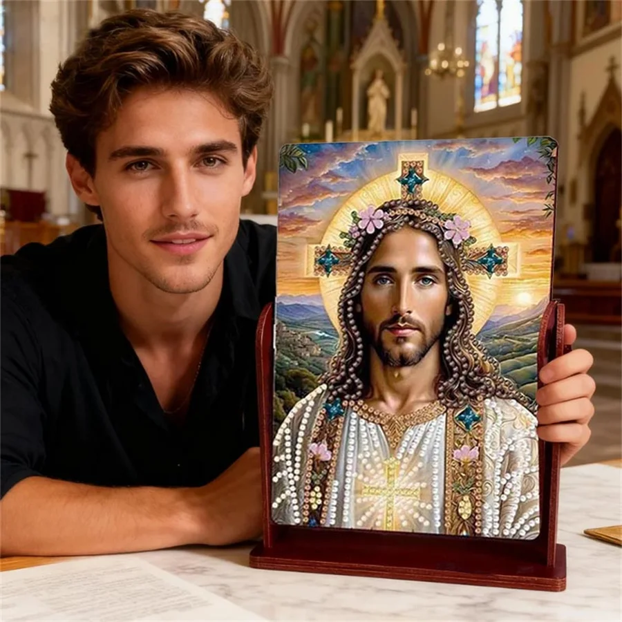 

2026 New style DIY Religion Special Shape Table Diamond Painting Mirror Kit Desktop Art Kits Diamond Art Tabletop Decor