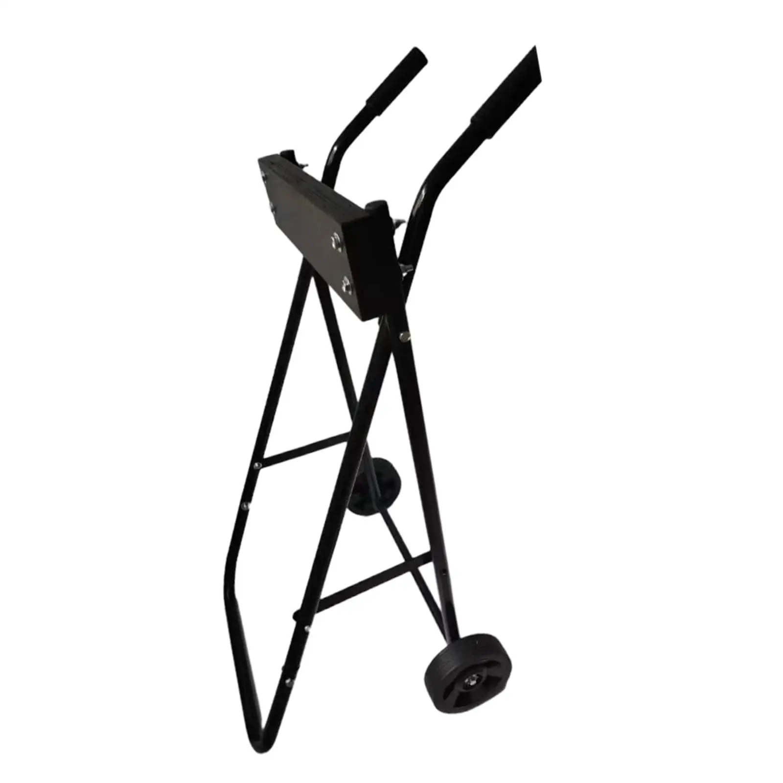 Outboard Boat Motor Trolley Carrier Stand Folding Steel Frame with Wood Top for Marine Engine Display Storage and Moving