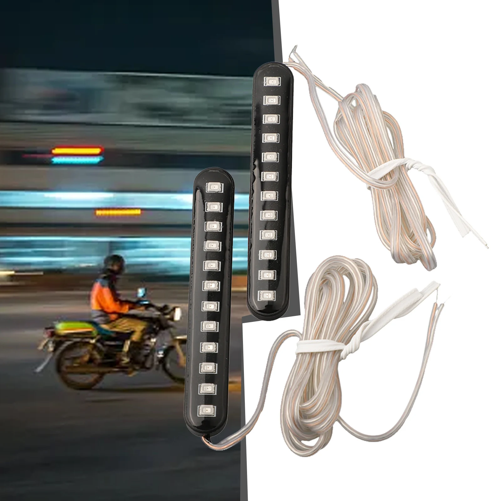 

Turn Light Motorcycle 12 LED DC 12V Flowing Water License Plate Light Bar Light Strip For Electric Motorcycles