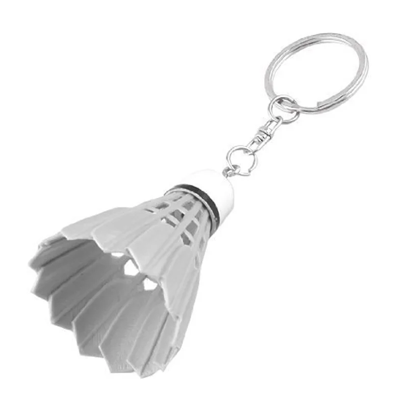 Keychain Handbag Split Ring Plastic Key Ring Badminton Decoration White