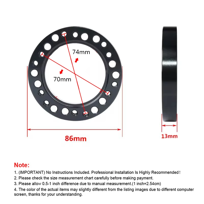 Yeni direksiyon simidi göbeği 1/2 inç Spacer direksiyon simidi göbeği Boss kiti adaptörü Spacer 13mm