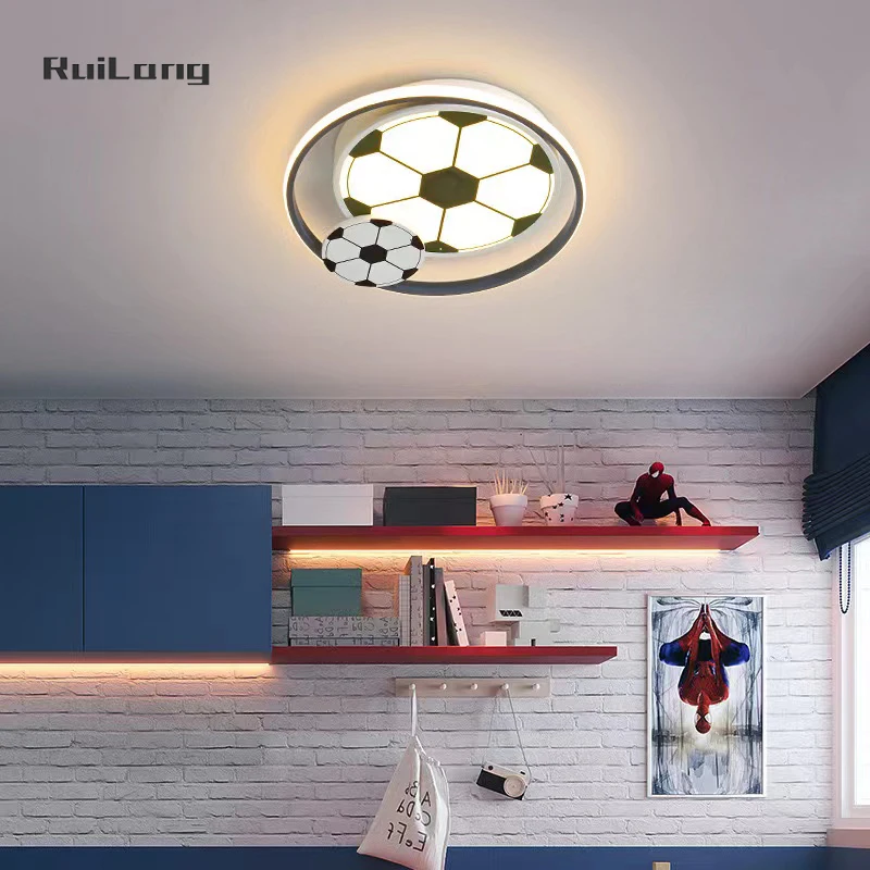 Imagem -02 - Criativo Led Teto Luz para o Quarto das Crianças Futebol Lustre Cartoon Cool Soccer Lamp Lustre para Bebés Meninos Decoração do Quarto