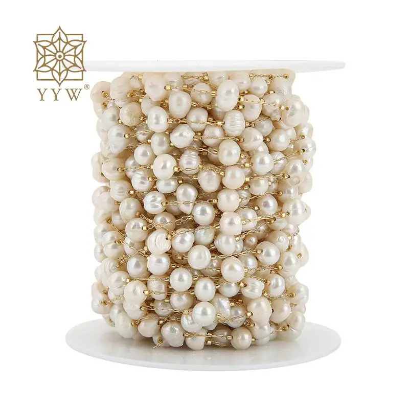 

1 Meter Stainless Steel Ball Freshwater Pearl Beaded Chains For Diy Eyeglasses Women Necklaces Bracelet Jewelry Making Crafts