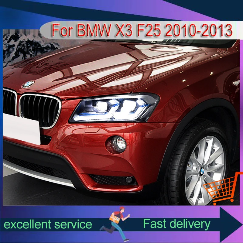2 PCS Auto Lights For BMW X3 F25 2010-2013 Front Lamp Modified DRL Headlight LED Projector Lens Tool Daylight Car Part Accessory