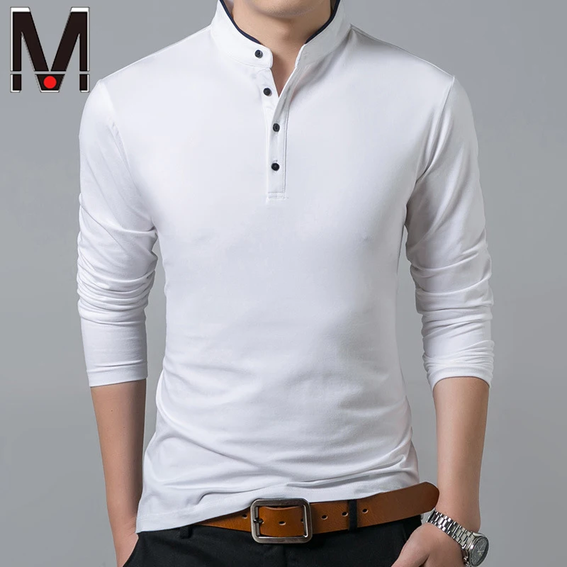 Men\'s Business Casual Polo Long Sleeve T-shirt Summer Comfortable and Breathable Solid Cotton Top