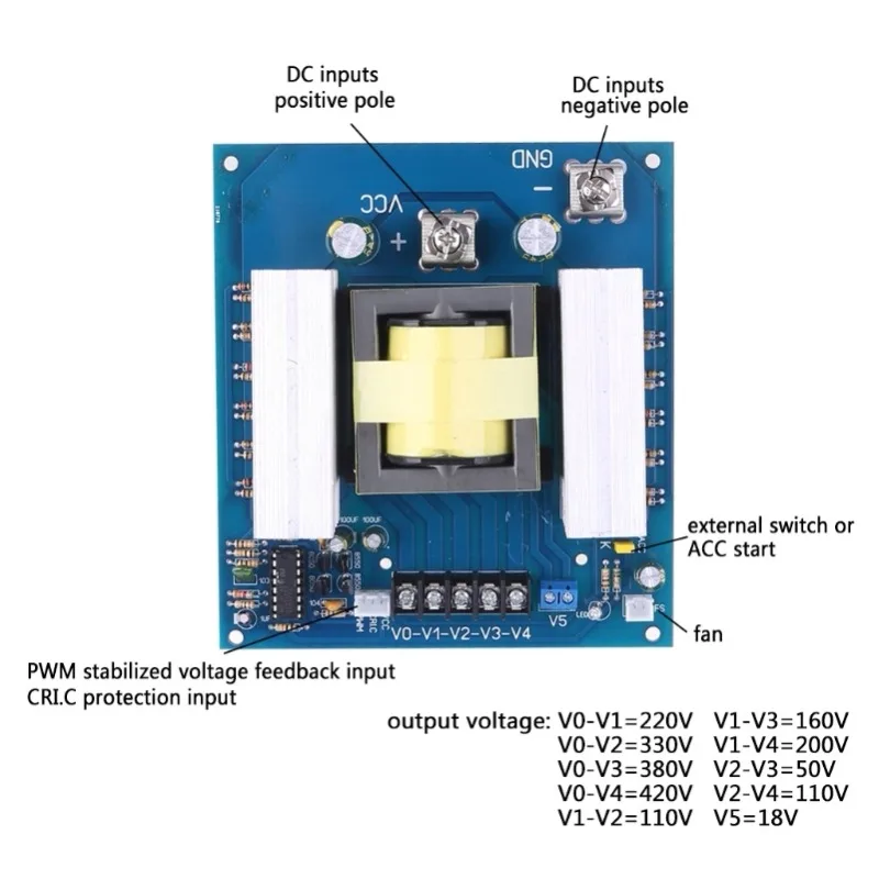 DC12V 1000W Inverter Boost Board, DC to AC Step Up Circuit Board, Modified Sine Wave Single Silicon Inverter Front Stage Module
