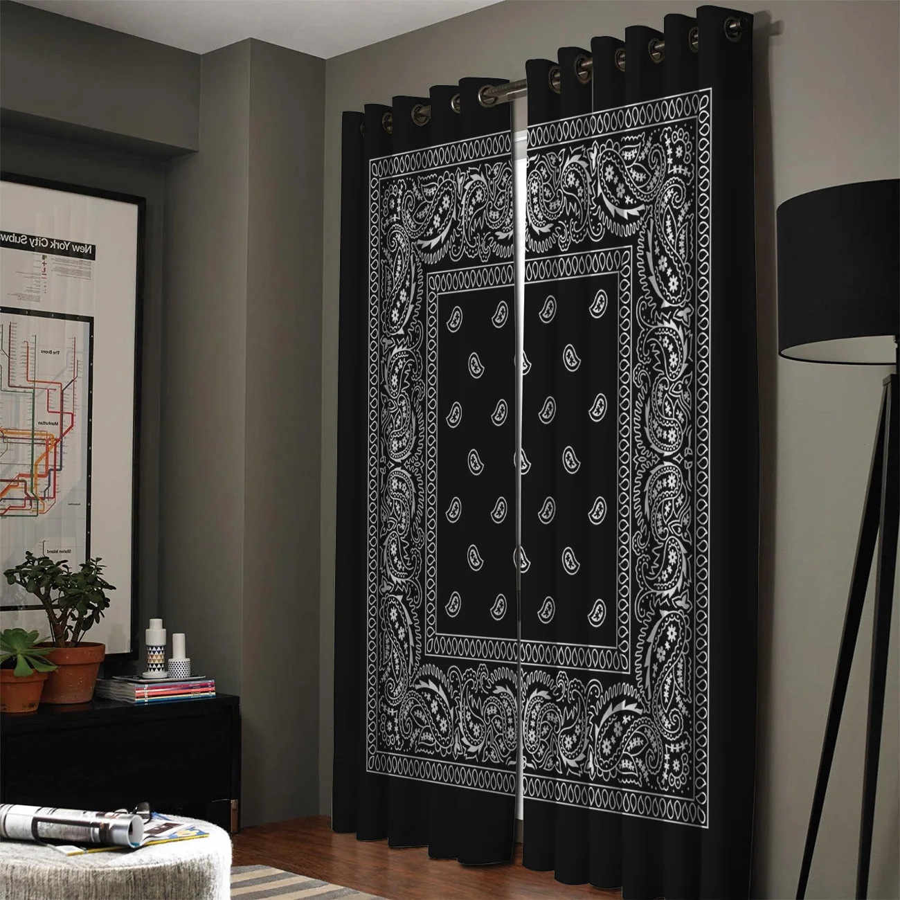 Bandana Pattern Window Curtains Living Room Outdoor Fabric Drapes Curtain Home Decor